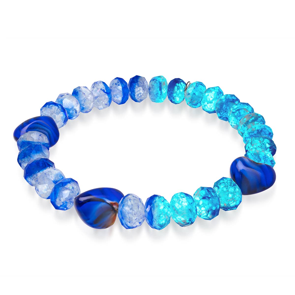 Ultramarin | 925er Sterlingsilber | Armband mit leuchtenden Farbverlaufsherzen